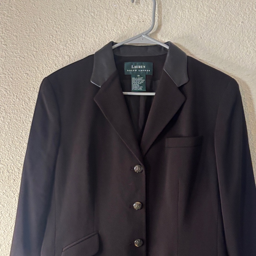 Lauren Ralph Lauren Black Tailored Women's Blazer with Contrast Colla